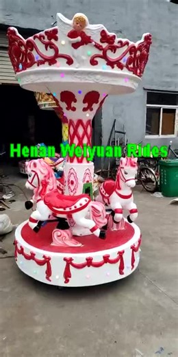 Coin Operated Kiddie Rides Mini Carousel 3 People Merry Go Round for Sale Kiddie Horse Carousel Ride