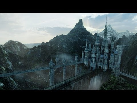 Castle with waterfall. blender 3DCG