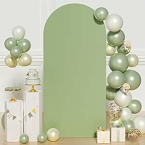 FUHSY Wedding Arch Stand Cover Sage Green Arched Covers Spandex Fitted Backdrop Stand Covers for Chiara Round Top Arch Frame Panels Stretchy Arched Cover Backdrop Fabric for Balloon Parties