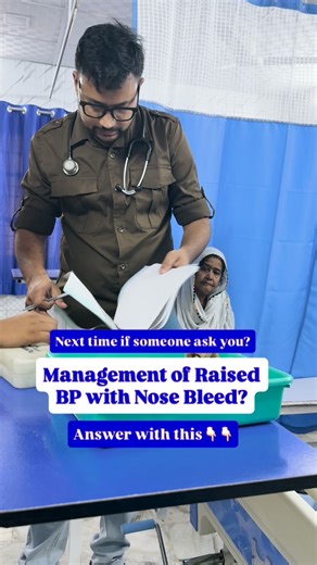 Aazer Nawab on Instagram: "When a patient presents with epistaxis (nosebleed) and elevated blood pressure, both conditions need attention but priority is to control bleeding first while monitoring and managing BP safely. 1. Initial Assessment •Check vitals: BP, HR, SpO₂ •Assess severity: Duration, amount of bleeding, any anticoagulant use. •Identify cause: Trauma, hypertension, coagulopathy, local lesion. 2. Immediate First Aid •Make the patient sit upright, lean slightly forward (to prevent blo