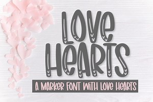 Love Hearts - A marker font with love hearts (919883)