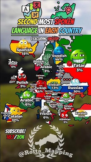 Second most spoken language in each country. 🗣🌍 #map #mapping #mapper #geography #europe #languages