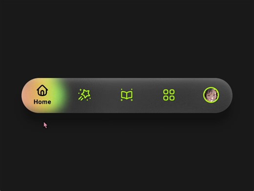 Glassmorphism nav bar micro interaction