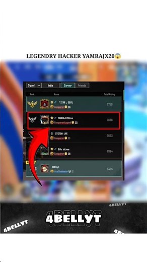 LEGENDARY HACKER YAMRAJX20😱😱4BELLYT...#bgmi#shorts