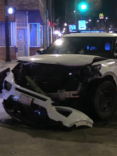 Two Chicago police officers and a CTA bus passenger were hospitalized after a Northwest Side crash early Friday, CPD said. Police said the crash happened in the Ukrainian Village neighborhood near North Hoyne and West Chicago avenues just after 12:15 a.m. #news #chicagonews #chicago #cta #chicagopolice