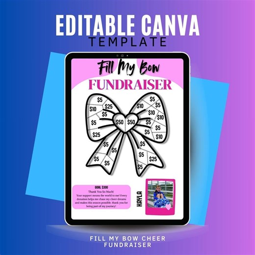 Cheer Fill My Bow Fundraiser Template: Editable Canva Flyer (digital Download) - Etsy