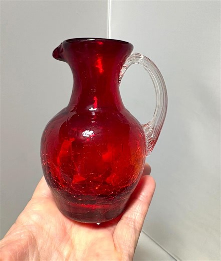 Amberina Glass Pitcher With Clear Applied Handle Vintage - Etsy UK