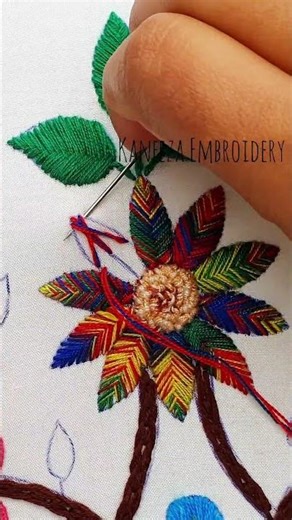 Easy raised fishbone stitch embroidery tutorial #embroidery #handembroidery #handmade