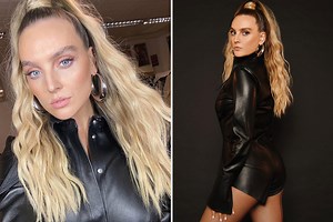 Perrie Edwards shows off her incredible legs in sizzling black leather outfit