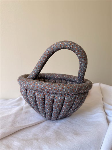 Vintage Floral Pattern Fabric Basket - Etsy