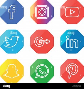 Social media icons set Logo Vector Illustrator social, media, icon, snapchat, facebook, instagram, twitter, whatsapp, set, network, popular, comm, tec Stock Vector Image & Art - Alamy