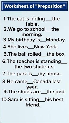 worksheet of"Prepositions"#@Englishstudyhub-v4u#prepositions#grammar#education#v4u #algorithm