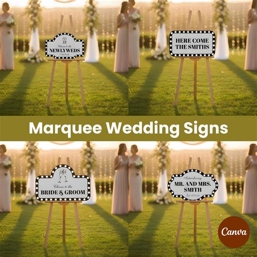 Wedding Marquee Sign Template, Customizable Reception Entrance Sign for Bridal Party, Personalized Event Decor - Etsy