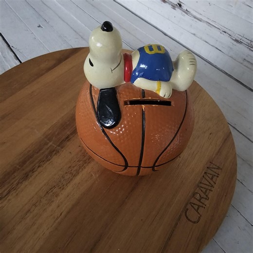 Peanuts Snoopy Basketball Player on Basketball Coin Piggy Ceramic Bank Vintage H - Etsy