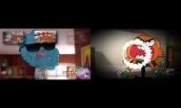Mix of 2 videos from youtube : gumball sparta remix