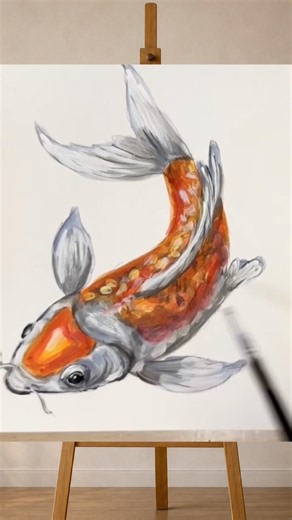 Paint a koi fish with me with acrylic paints. ✨ #painting process #learntopaint