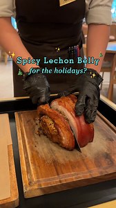 Here to add extra spice to your holiday handaan: the Spicy Lechon Belly — savory and spicy lechon belly with strong aromatic flavor. 🌶 Available for dine-in for a limited time only at Manam at the Triangle, our flagship shop at the Ayala Triangle Gardens Makati 🎄 Here’s how to preorder: ✅ call our shop hotline at 0967 190 4721 or ✅ reserve seats and preorder via momentfood.com/manamatgreservations | Manam at the Triangle