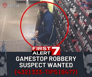Do you know this man? He's wanted for robbing a Gamestop in Odessa. If you know him, call Odessa Crime Stoppers at 333-TIPS (8477). DETAILS: firstalert7.com/2025/03/13/gamestop-robbery-suspect-wanted-odessa/ | First Alert 7