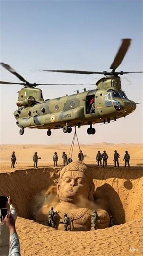 Faith Meets Technology | 🚁Airlifted by Helicopter ~ #hanuman #bajarangbali #shorts