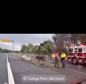 301News on Instagram: " Via: @mocopgnews COLLEGE PARK FATAL CRASH: Innerloop I-495 before Baltimore Ave/US-1— ~6:30pm driver pronounced dead on the scene after crashing into the median, causing the car to immediately burst into flames."