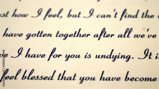 Romantic Handwritten Letter Script With I Love You, Baby Message Across Parchment