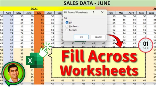 103K views · 1.3K reactions | FILL DATA ACROSS WORKSHEET IN EXCEL IN...