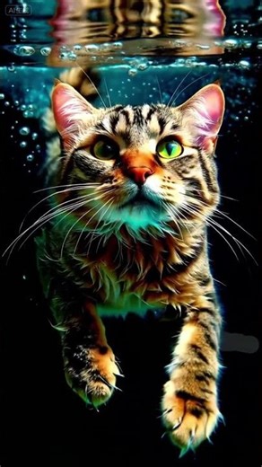 Curious cat underwater #cat #underwater #colorful #cute #adoreble swimming #fun #relaxation