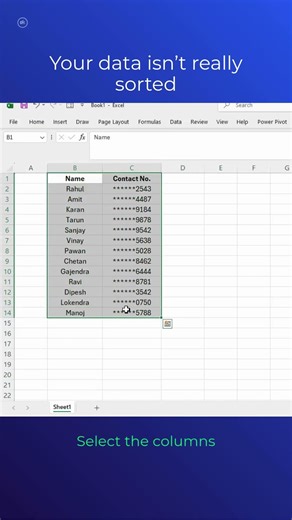 Your data isn’t really sorted 😲 #excel #productivity #skills