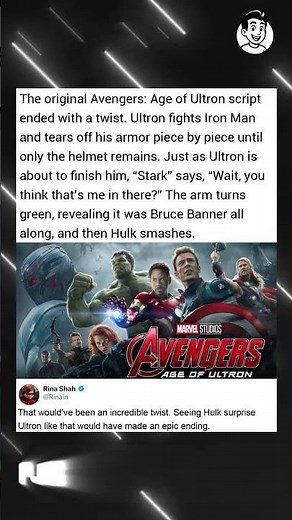 The original Avengers: Age of Ultron script ended with a twist. Ultron fights Iron Man and tears