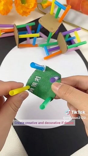 Don't throw away express boxes and used straws, make a small stool to play with #wasteutilization #kindergarten #handiwork #handmade #diy #brain #turn waste into treasure handwork please subscribe My YouTube channel link in bio ND follow me on Instagram