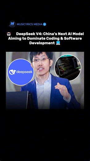 Musicyrics Media on Instagram: "🤖🇨🇳 DeepSeek V4: China’s Next AI Model Aiming to Dominate Coding & Software Development 💻 China’s AI research company DeepSeek is reportedly gearing up to launch its next flagship model, DeepSeek V4, with a sharp focus on advanced coding and software engineering tasks 🚀 Early testing claims suggest DeepSeek V4 could outperform ChatGPT and Claude in areas like: 🔹 Code generation 🔹 Debugging 🔹 Complex programming benchmarks What makes this more significant i