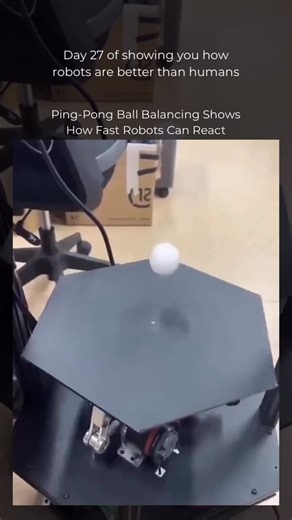 Robotics on Instagram: "Follow US (@ROBOTICS) to learn something NEW everyday 🚀 Ping-pong ball balancing, done right. A moving platform keeps the ball centred by making tiny adjustments nonstop. It looks effortless, but it’s a tough control problem: the system has to sense the ball’s position, calculate a correction, and move the surface in milliseconds. Even small delays or overcorrections show up instantly as wobble or a lost ball. It’s ridiculously satisfying to watch. Be honest, how many re