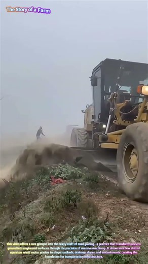 Sculpting the Earth: Watch a Grader Transform Rough Terrain into Smooth Roadway! 🚜🛣️