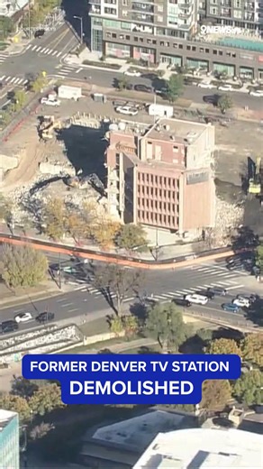 Demolition are tearing down the former KMGH-TV building on Speer Blvd. in Denver. | 9NEWS (KUSA)