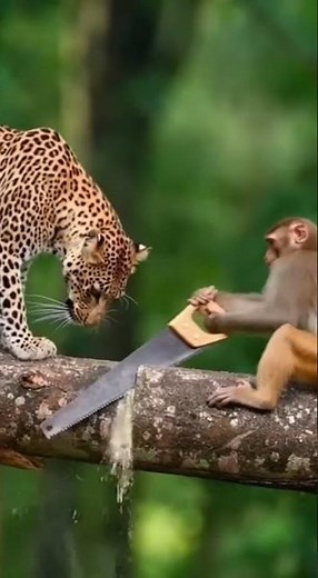 Jungle Prank Gone Wrong: Monkey Saws Branch #animals #gorilla #funny #wildlife #aivideo #animalworld