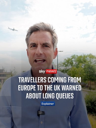 British holidaymakers should get to European airports three hours before their flight, the UK boss of Wizz Air has warned. Yvonne Moynihan warned that new border checks were leading to lengthy queues, with some people also missing their flight. Sky's @jonathansamuelsnews explains #holiday #airport #wizzair #europe #skynews