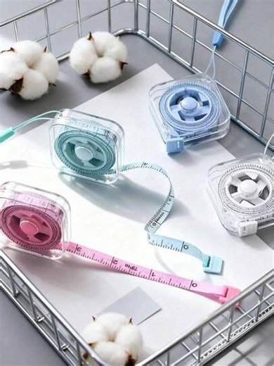 2m/6ft Retractable Soft Tape Measure With Hanging Cord And Button, Double-Sided CM/Inch Scale With Push Lock, Ergonomic Portable Sewing And Body Measurement Ruler For Waist, Bust, DIY Crafts (Multi-Color) | SHEIN