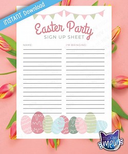 Printable Easter Party Sign-up Sheet (PDF, JPEG) - Etsy