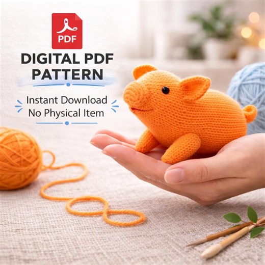 Pumpkin Piglet – Orange Pig Knitting Easy Pattern PDF for Beginners - Etsy