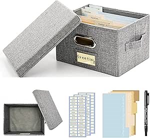 Greeting Card Organizer and Storage Box with 20 Pcs Adjustable Dividers, Storing Cards with 84 Pcs Labels Perfect for Storing Greeting Cards, Envelopes, Photos 1 Pack Grey