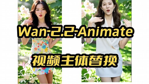 Wan-2.2-Animate视频主体替换GGUF量化版,人物主体替换,8G显存可用,支持NSFW,批量任务队列,基于Comfyui,Workflow,工作流