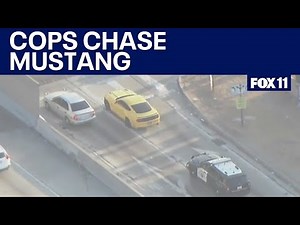 Yellow Mustang leads wild police chase through LA rush hour: FULL
