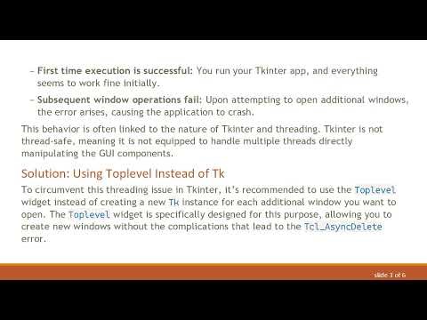 How to Handle Tcl_AsyncDelete: async handler deleted by the wrong thread Error in Tkinter