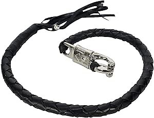 Dream Apparel 36" Leather Motorcycle Get Back Whip for Handlebar Fringed Biker Whip, Black