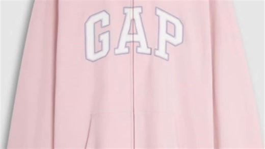 盖璞Gap男女装2026春季新款logo刺绣宽松拉链开襟连帽卫衣上衣854670_粉色_XS_(165_84A)亚洲尺码
