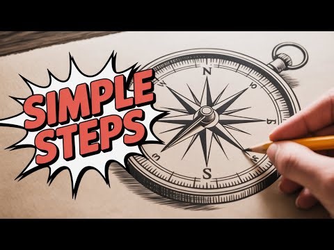 How to Draw a Compass Easy Step by Step | Art for Beginners 🧭
