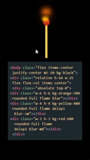 Flame 🔥 Animation Using HTML & tailwind css | Css Fire Animation