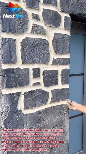 Amazing Wall Finishing Technique! Realistic Stone Effect with Simple Tools