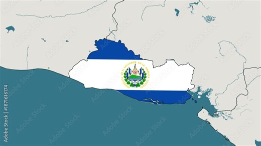 El Salvador Map Animation with National Flag
