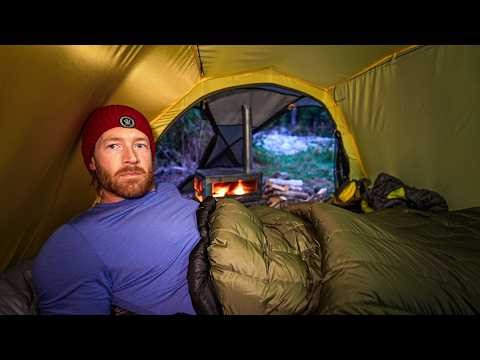 First Night In Tiny Hot Tent With Wood Stove